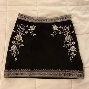 NWOT Embroidered Suede Skirt